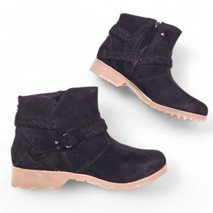 Teva 5/6 Boots De La Vina Chelsea Black Leather Ankle Zip Up